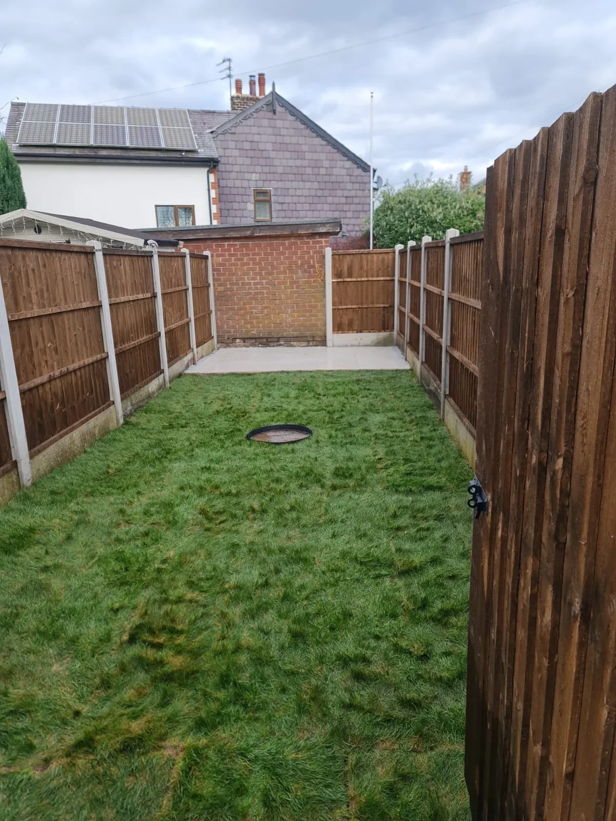 New rear patio area at the end of the garden