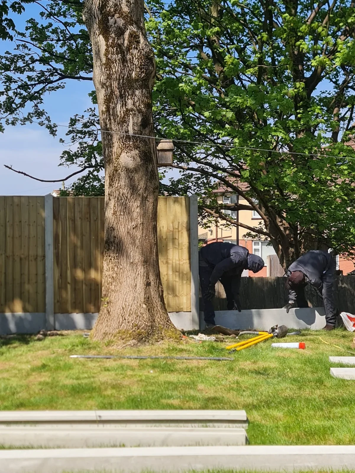 Fence installation work in progress